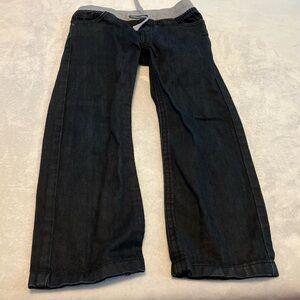 Dark Denim Pants with Gray Waistband